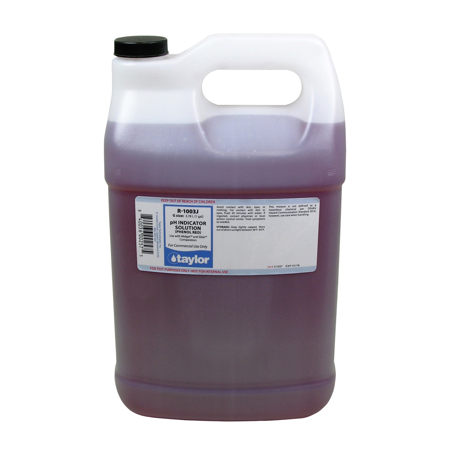 pH Indicator Solution (for Midget & Slide comparators), Phenol Red, gal