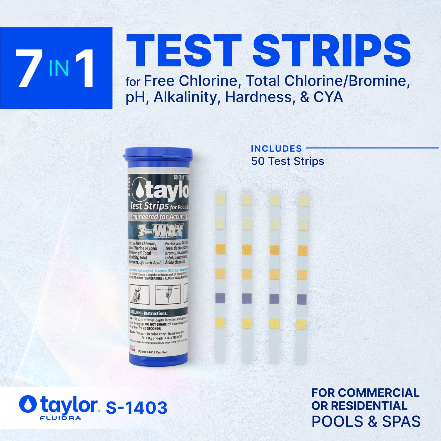7-Way Test Strips for Pools & Spas